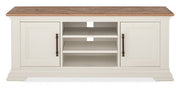 Belair Soft White & Rustic Oak Wide TV Unit - The Oak Bed Store