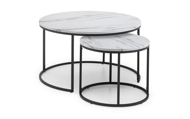 Belgravia Black Metal Nest of 2 Coffee Tables - The Oak Bed Store
