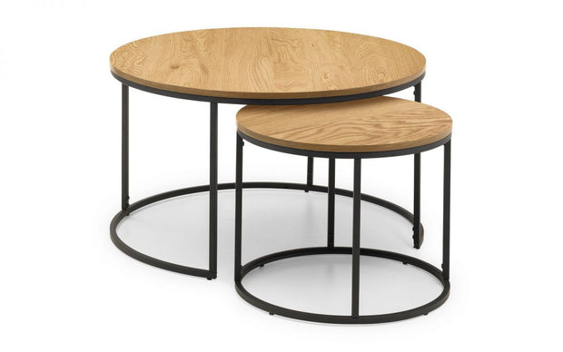 Belgravia Black Metal Nest of 2 Coffee Tables - The Oak Bed Store