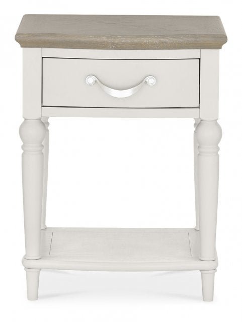 Bordeaux Grey Washed Oak & Soft Grey 1 Drawer Nightstand - The Oak Bed Store