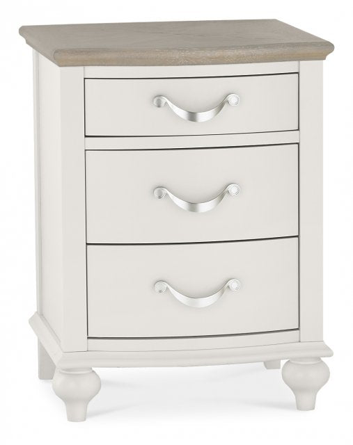 Bordeaux Grey Washed Oak & Soft Grey 3 Drawer Nightstand - The Oak Bed Store