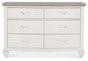 Bordeaux Grey Washed Oak & Soft Grey 6 Drawer Wide Chest of Drawers - The Oak Bed Store