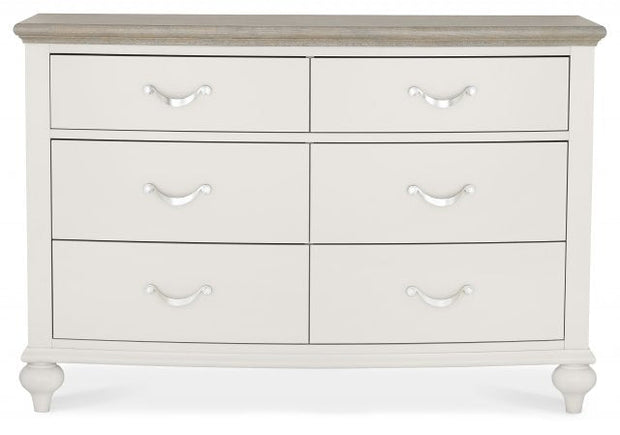 Bordeaux Grey Washed Oak & Soft Grey 6 Drawer Wide Chest of Drawers - The Oak Bed Store