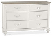Bordeaux Grey Washed Oak & Soft Grey 6 Drawer Wide Chest of Drawers - The Oak Bed Store