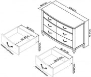 Bordeaux Grey Washed Oak & Soft Grey 6 Drawer Wide Chest of Drawers - The Oak Bed Store