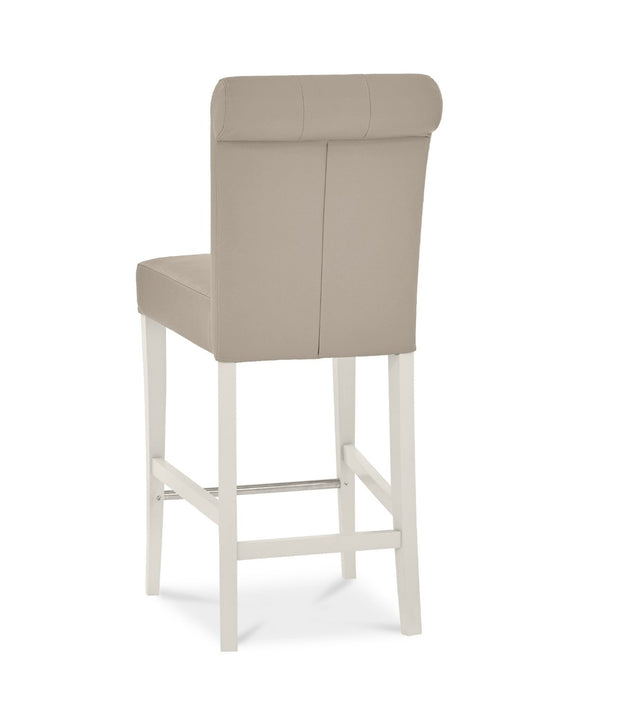 Bordeaux Soft Grey Upholstered Bar Stool - Grey Bonded Leather (Set of 2) - The Oak Bed Store