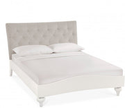 Bordeaux Soft Grey Upholstered Double Bed Frame - Diamond Stitch Pebble Grey Fabric - The Oak Bed Store