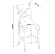 Bordeaux Soft Grey X-Back Bar Stool - Grey Bonded Leather (Set of 2) - The Oak Bed Store