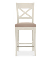 Bordeaux Soft Grey X-Back Bar Stool - Grey Bonded Leather (Set of 2) - The Oak Bed Store