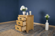 Boston Rustic Solid Oak 2+1 Drawer Bedside Table - The Oak Bed Store