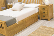 Boston Rustic Solid Oak 2+1 Drawer Bedside Table - The Oak Bed Store