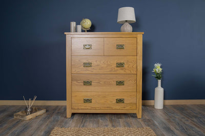 Boston Rustic Solid Oak 4 Drawer Chest of Drawers - The Oak Bed Store