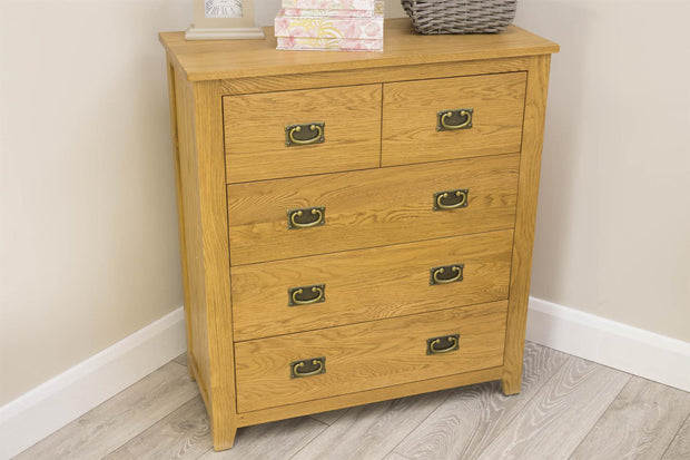 Boston Rustic Solid Oak 4 Drawer Chest of Drawers - The Oak Bed Store
