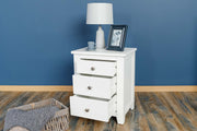 Boston Soft White 2+1 Drawer Bedside Table - The Oak Bed Store