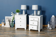Boston Soft White 2+1 Drawer Bedside Table - The Oak Bed Store