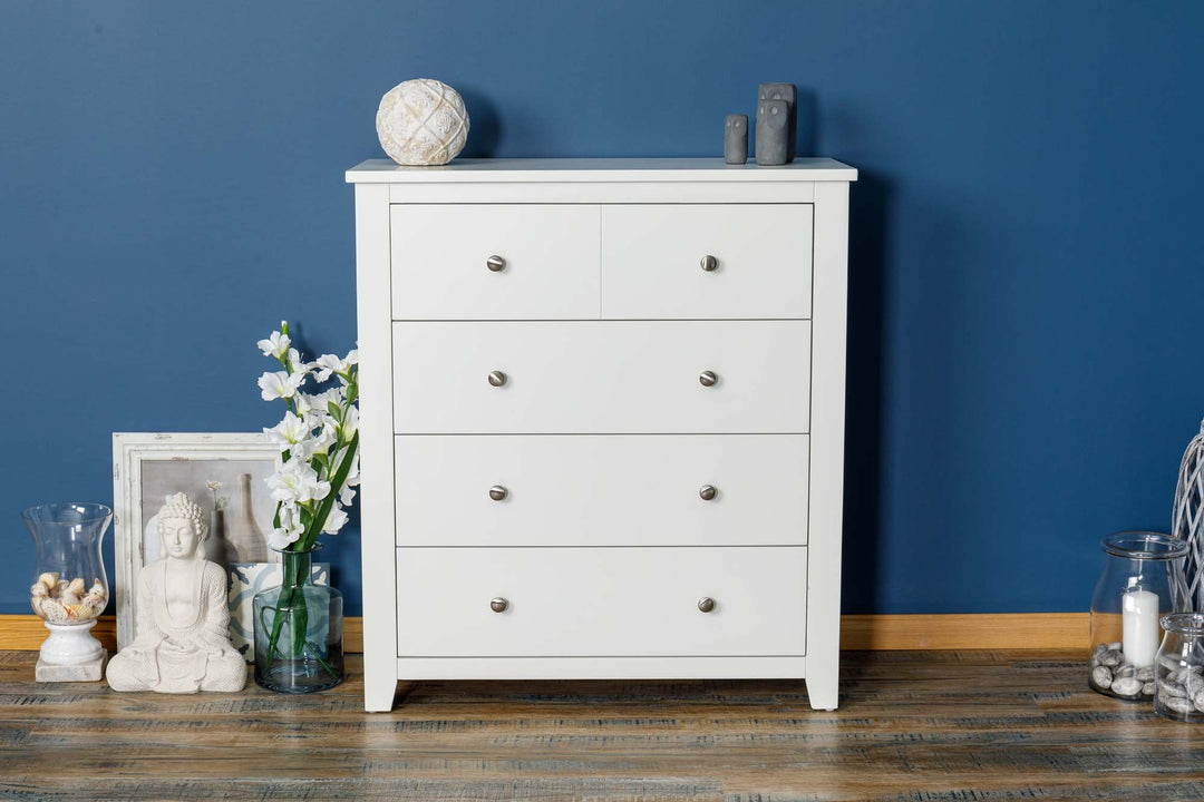 Boston Soft White 4 Drawer Chest of Drawers - The Oak Bed Store