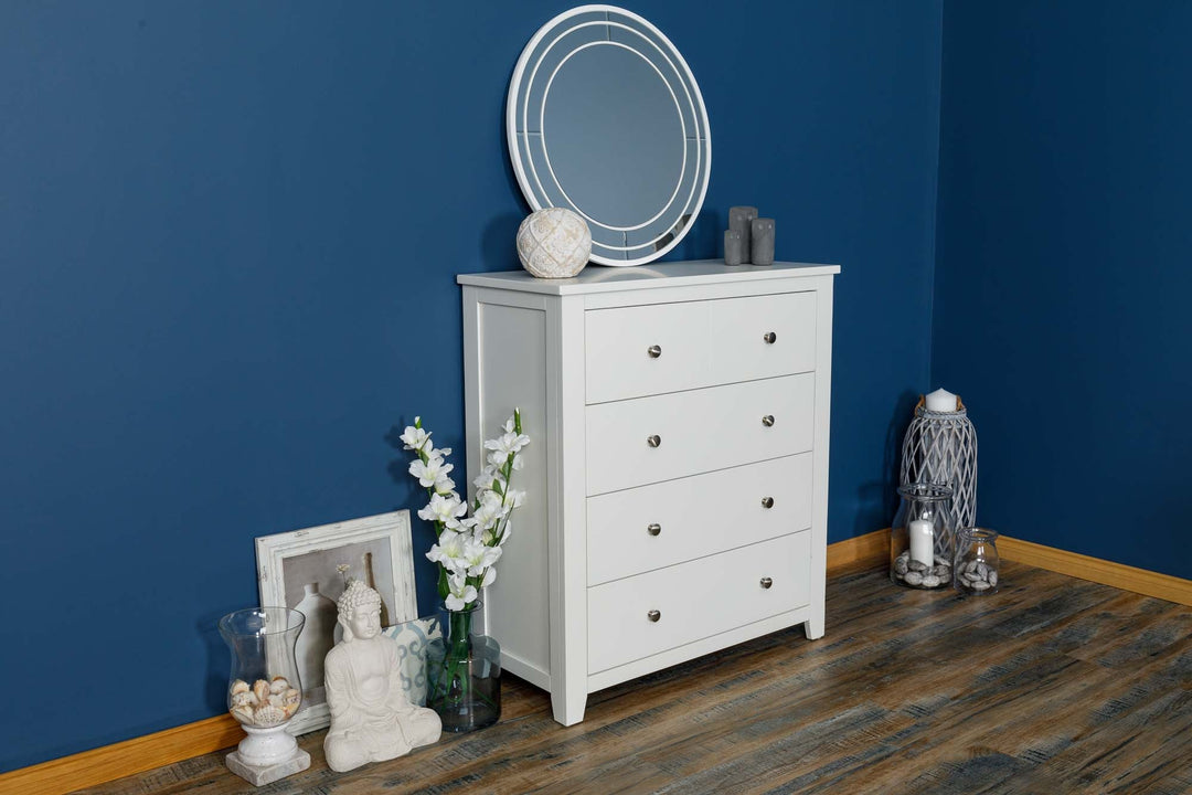 Boston Soft White 4 Drawer Chest of Drawers - The Oak Bed Store