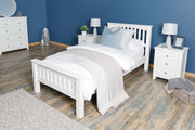 Boston Soft White Solid Wood Bed Frame - 3ft Single - The Oak Bed Store