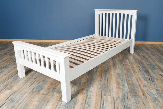 Boston Soft White Solid Wood Bed Frame - 3ft Single - The Oak Bed Store