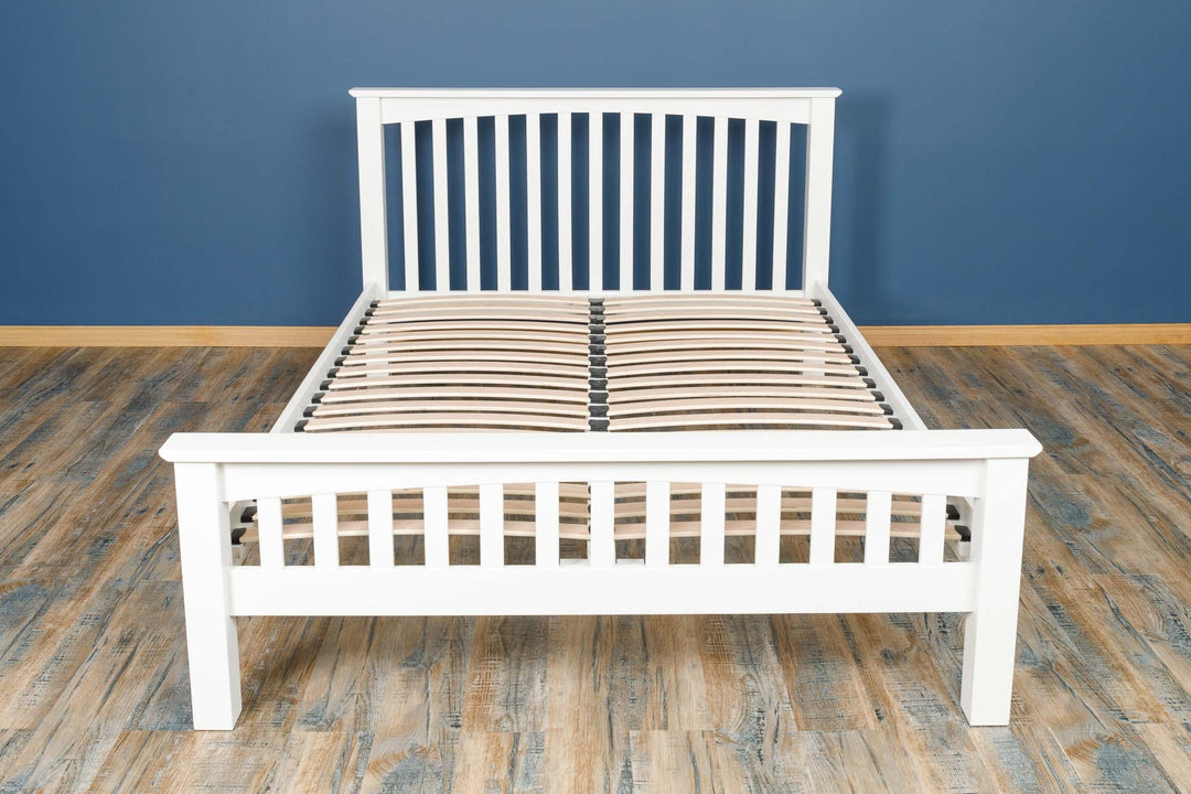 Boston Soft White Solid Wood Bed Frame - 4ft Small Double - The Oak Bed Store