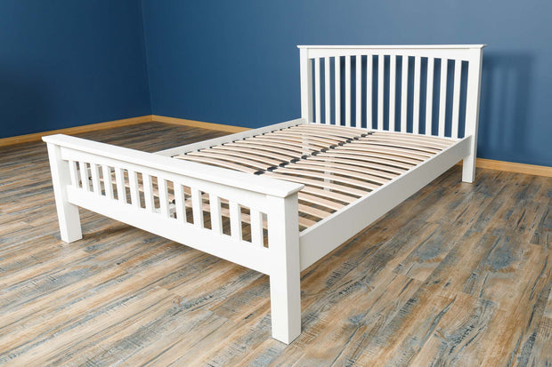 Boston Soft White Solid Wood Bed Frame - 4ft6 Double - The Oak Bed Store