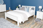 Boston Soft White Solid Wood Bed Frame - 5ft King Size - The Oak Bed Store