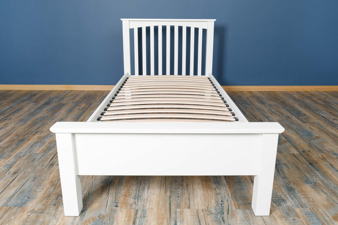 Boston Soft White Solid Wood Bed Frame - Low Foot End - 3ft Single - The Oak Bed Store