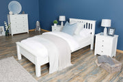Boston Soft White Solid Wood Bed Frame - Low Foot End - 3ft Single - The Oak Bed Store