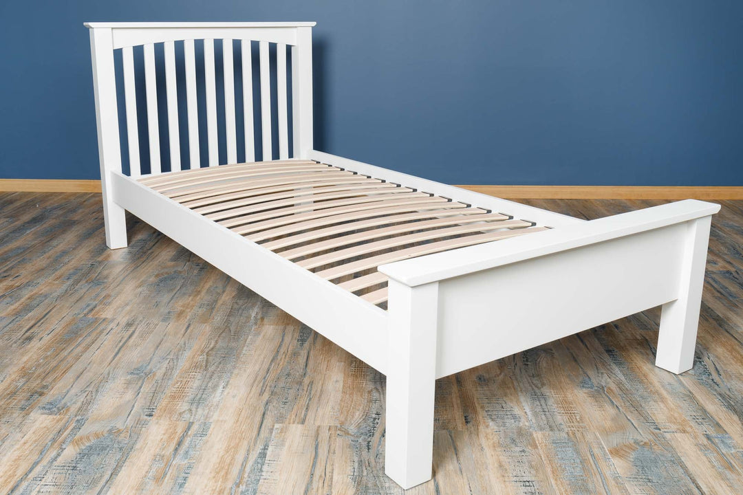 Boston Soft White Solid Wood Bed Frame - Low Foot End - 3ft Single - The Oak Bed Store