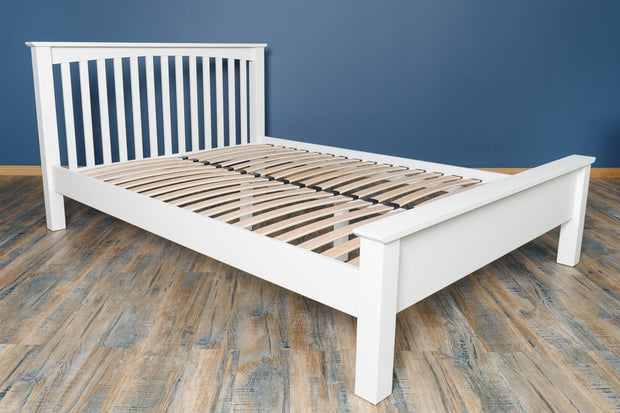 Boston Soft White Solid Wood Bed Frame - Low Foot End - 4ft Small Double - The Oak Bed Store
