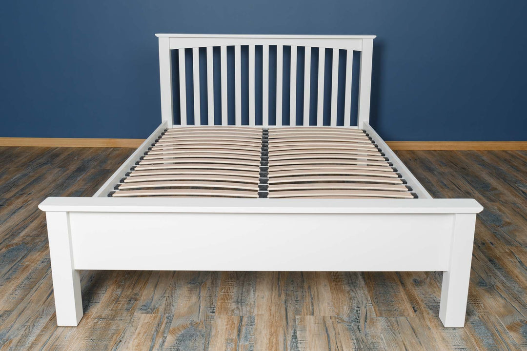 Boston Soft White Solid Wood Bed Frame - Low Foot End - 4ft Small Double - The Oak Bed Store