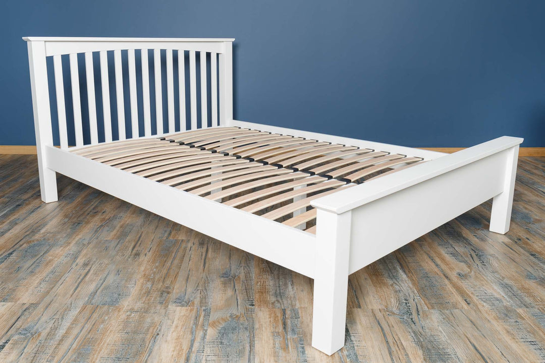 Boston Soft White Solid Wood Bed Frame - Low Foot End - 5ft King Size - The Oak Bed Store