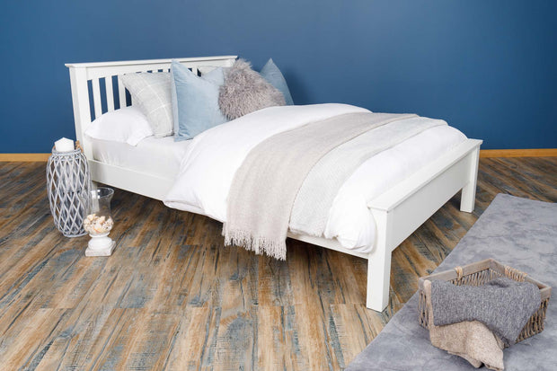 Boston Soft White Solid Wood Bed Frame - Low Foot End - 6ft Super King - The Oak Bed Store