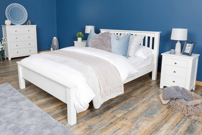 Boston Soft White Solid Wood Bed Frame - Low Foot End - 6ft Super King - B GRADE - The Oak Bed Store