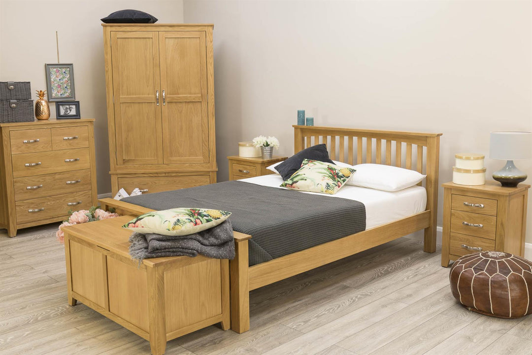 Boston Solid Natural Oak 1 Drawer Double Wardrobe - The Oak Bed Store