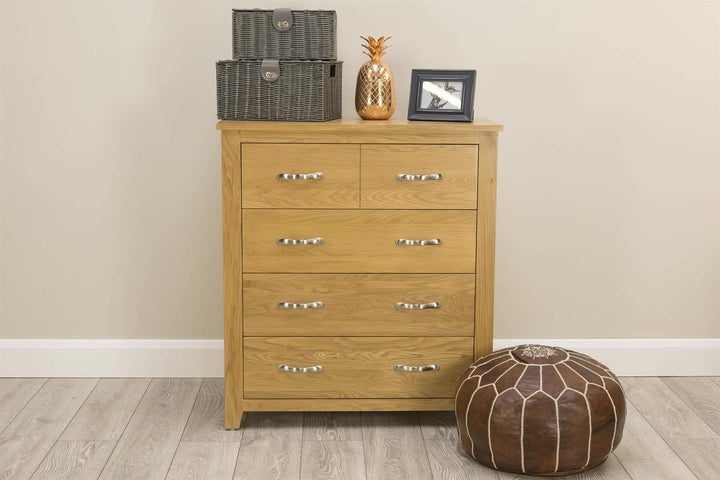 Boston Solid Natural Oak 4 Drawer Chest of Drawers - The Oak Bed Store