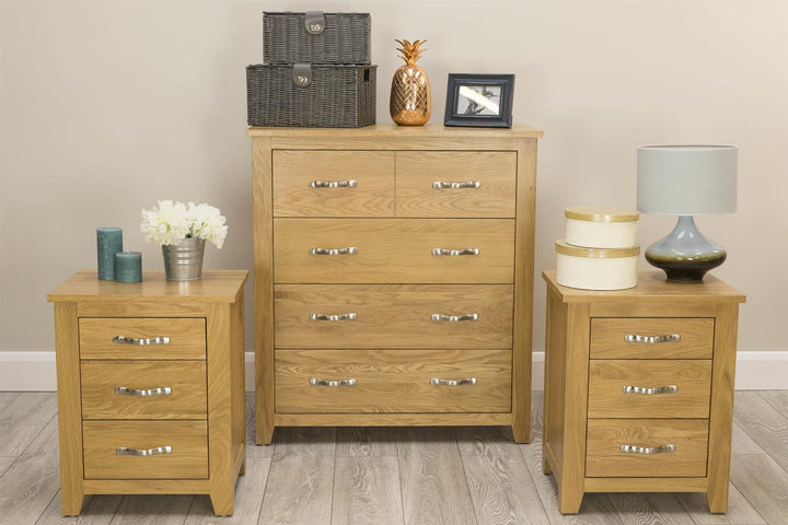 Boston Solid Natural Oak 4 Drawer Chest of Drawers - The Oak Bed Store