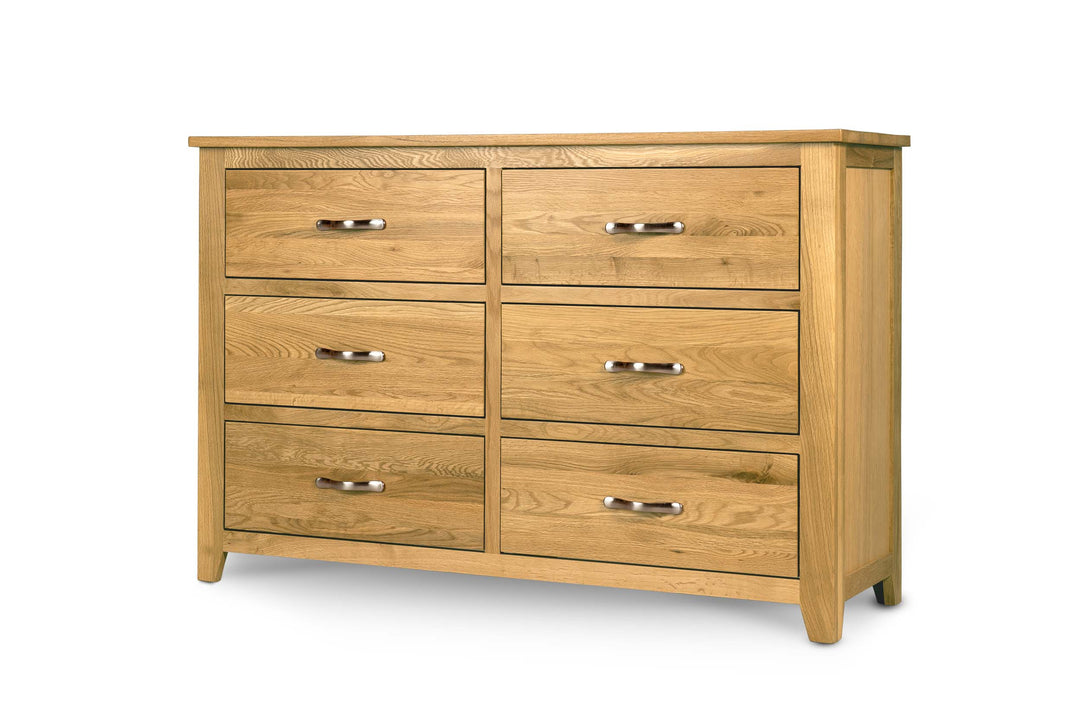 Boston Solid Natural Oak 6 Drawer Chest of Drawers - The Oak Bed Store