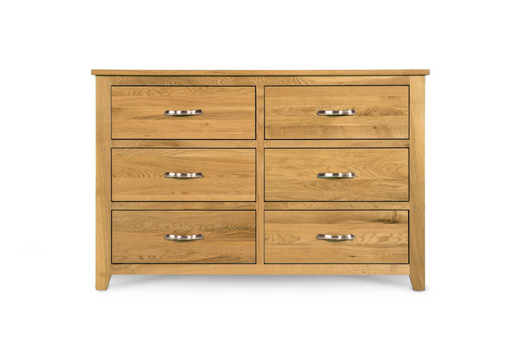 Boston Solid Natural Oak 6 Drawer Chest of Drawers - The Oak Bed Store