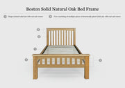 Boston Solid Natural Oak Bed Frame - 3ft Single - The Oak Bed Store