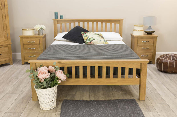 Boston Solid Natural Oak Bed Frame - 4ft6 Double - The Oak Bed Store