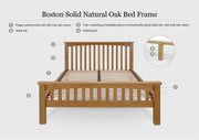 Boston Solid Natural Oak Bed Frame - 6ft Super King - The Oak Bed Store