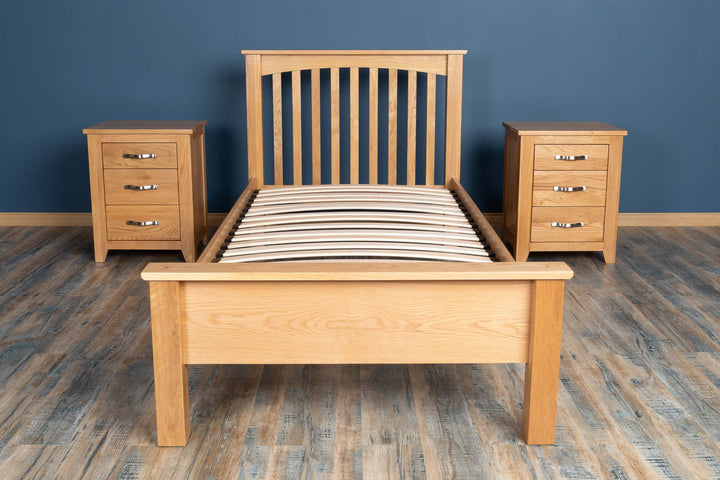 Boston Solid Natural Oak Bed Frame - Low Foot End - 3ft Single - The Oak Bed Store