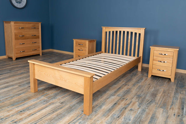 Boston Solid Natural Oak Bed Frame - Low Foot End - 3ft Single - The Oak Bed Store