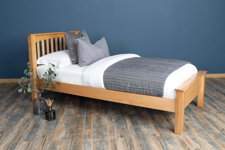 Boston Solid Natural Oak Bed Frame - Low Foot End - 3ft Single – The ...