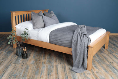 Boston Solid Natural Oak Bed Frame - Low Foot End - 4ft6 Double - The Oak Bed Store