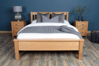 Boston Solid Natural Oak Bed Frame - Low Foot End - 5ft King Size - The Oak Bed Store