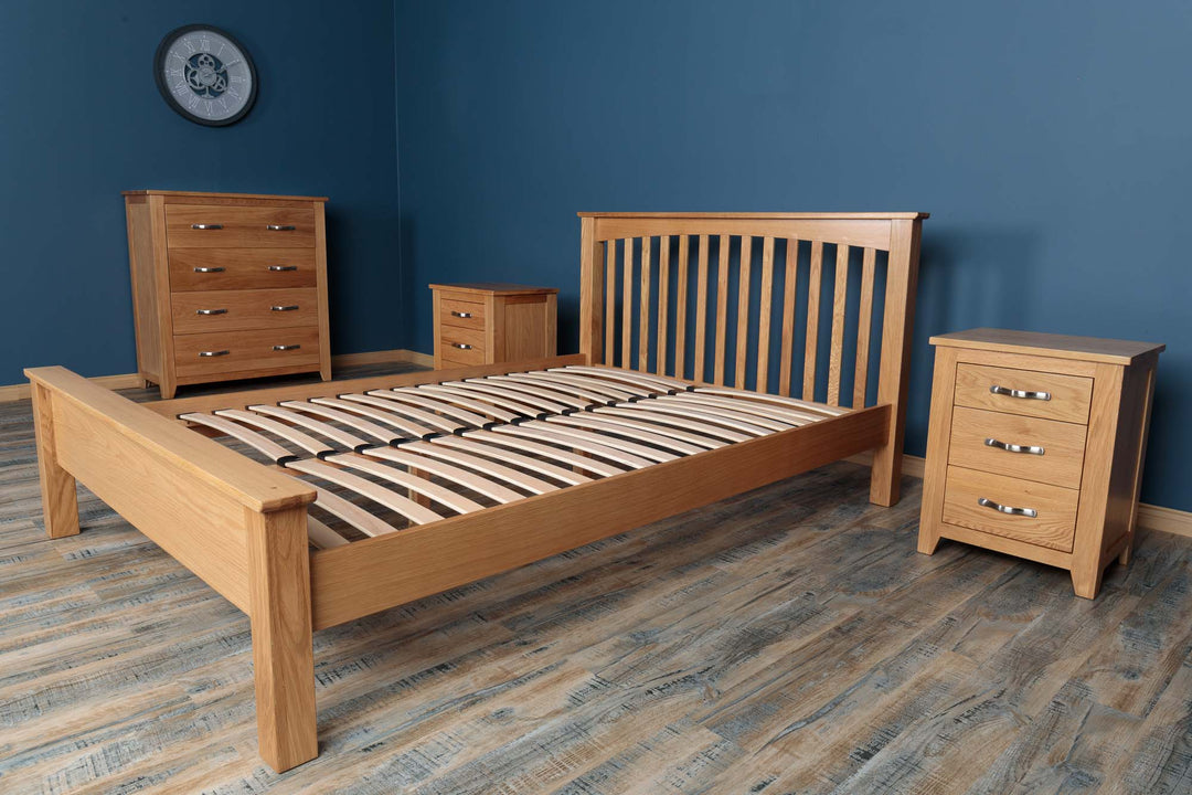 Boston Solid Natural Oak Bed Frame - Low Foot End - 5ft King Size - B GRADE - The Oak Bed Store