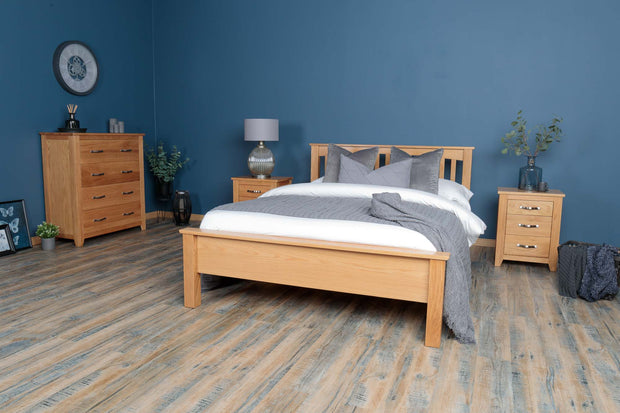 Boston Solid Natural Oak Bed Frame - Low Foot End - 6ft Super King - The Oak Bed Store