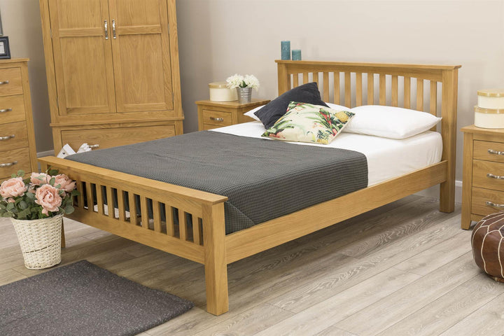 Boston Solid Natural Oak Bed Frame - Various Sizes - B GRADE - The Oak Bed Store